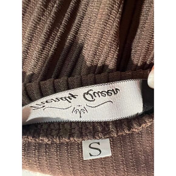 Trendy Queen Brown Ribbed Long Sleeve Top Lace Trim V-Neck Women’s Small - Picture 8 of 8